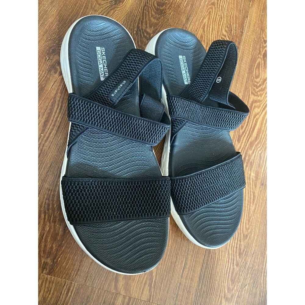 Skechers On The Go Gore Back Strap Sandals Flawless Black Womens Size 8